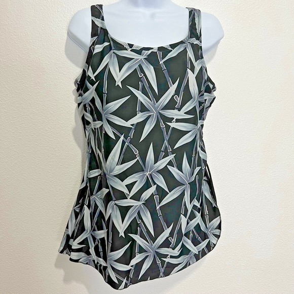 NWOT Retail $119 T.H.E. Women's swimsuit, front skirt, Bamboo Print, size XL - Picture 1 of 16